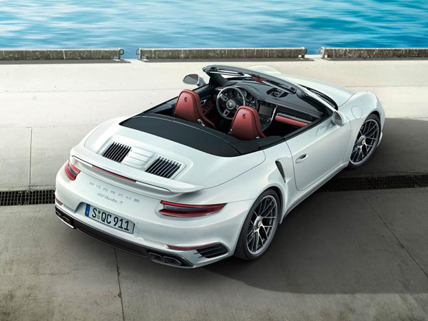 2 seater Porsche 911 cabrio with the top down